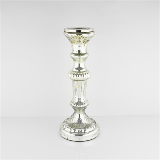 Svijećnjak staklo h39d15cm antic silver green