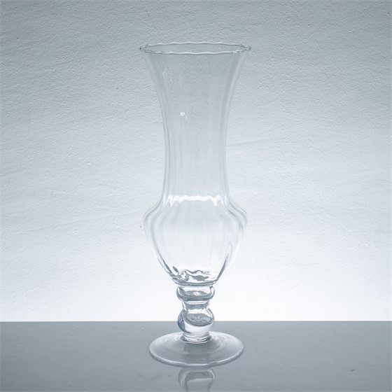 Staklo vaza na nogu optic h45d16cm