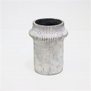 Cement vaza ribbed d16,5xh22cm bijela/zlatna