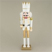 Orašar drveni 38cm kralj bijelo zlatni
