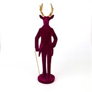 Jelen polirezin flokiran h44cm 13,5x13cm purpurna/zlatna