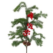 Grana bora sa šišarkama i crvenim bobicama zasnježena 70cm