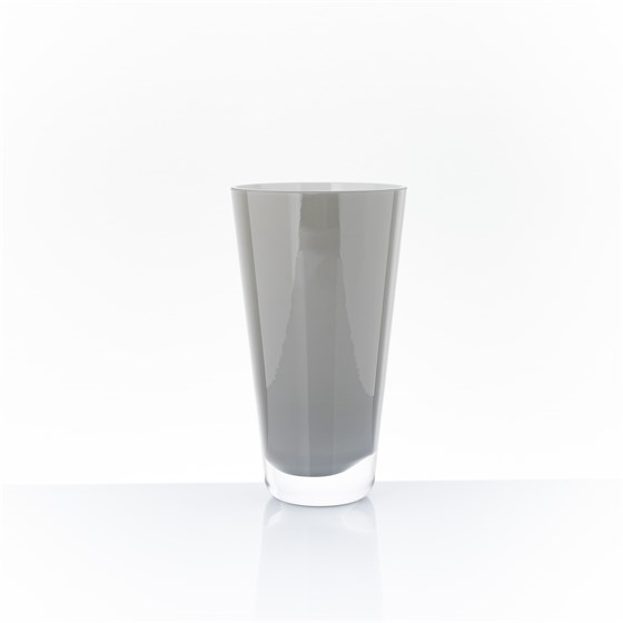 Staklo vaza konus h25d14cm opal siva