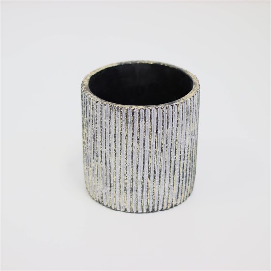 Cement posuda rebrasta d12xh12cm bijela/zlatna