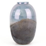 Staklo vaza h31,5cm d20cm siva/t.plava