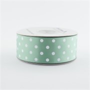Traka saten na točke 38mm/25m celadon zelena/bijela 564