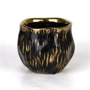 Keramička posuda glazirana h12,5cm d14cm crna/zlatna