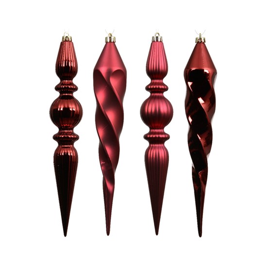 Ukras za bor plastični h30cm d5cm x4kom crvena