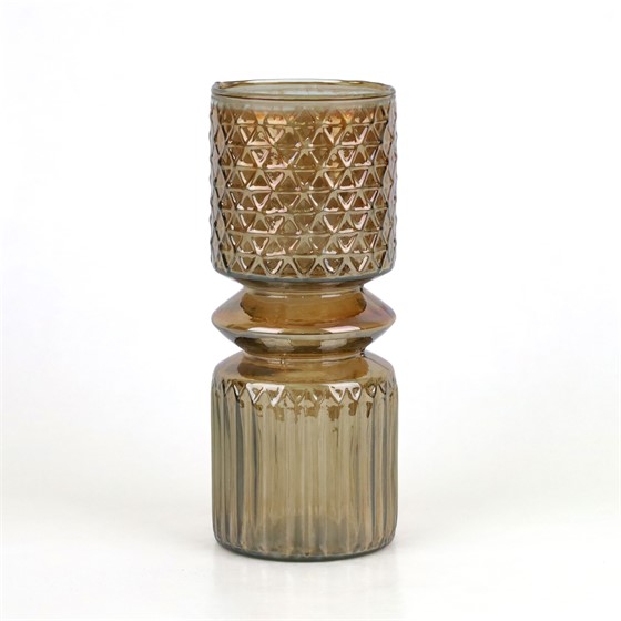 Staklo vaza diamond&lines h25cm d10,5cm sjaj smeđa