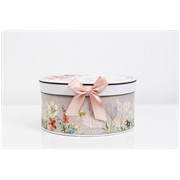 Kutija 13x13xh6cm s uzorkom i mašnom lila/roza/bijela