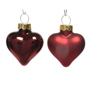 Staklene kuglice srce 2x4,5x4cm 12kom t.crvena