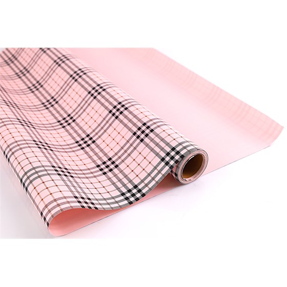 Charm folija Pastel tartan rola 58cm/15m - sv.roza