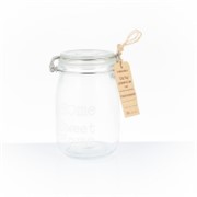 Staklo posuda s poklopcem h18cm d11cm o8,5cm Home sweet home
