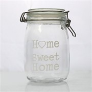 Staklo posuda s poklopcem h18cm d11cm o8,5cm Home sweet home