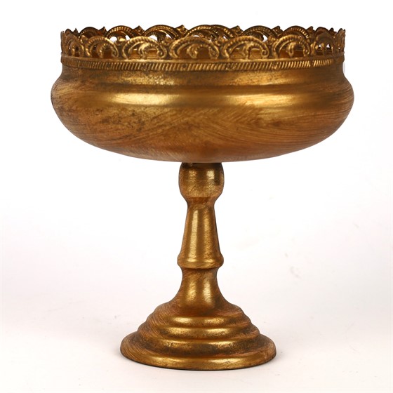 Metalna posuda na nogu d18,5cm h21,5cm zlatna