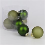Staklene kuglice 8cm/8kom - zelena mat/mat transp.