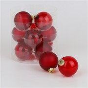 Staklene kuglice 6cm/12kom - bordo transparent S/M