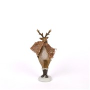 Jelen sa šalom poliester h18cm 4,5x5,5cm smeđa/bež