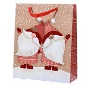 Vrećica 42x16x48cm božićna gnomovi bež/crvena