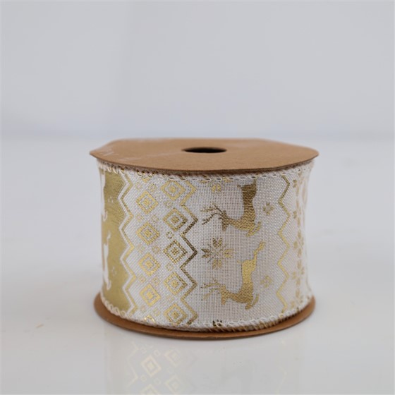 Traka Lapponia 63mm/10m bijela/zlatna