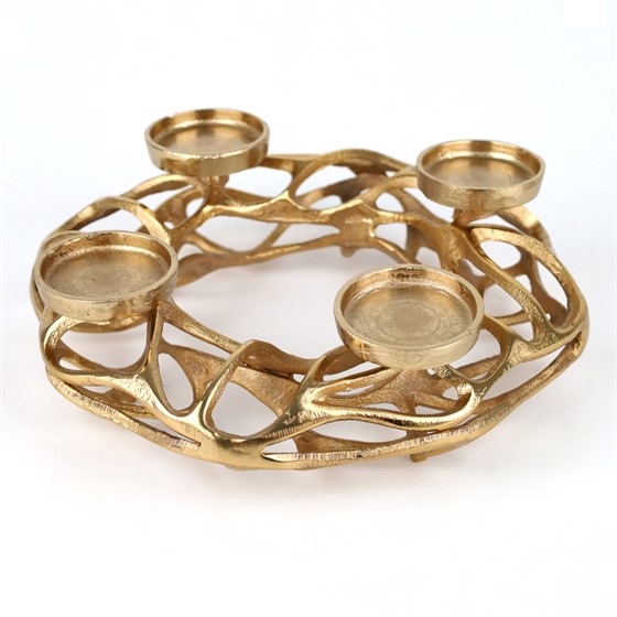 Svijećnjak metalni vijenac 29x29xh8,5cm zlatna