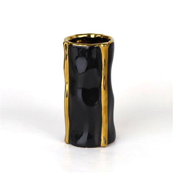 Keramička vaza h19cm d9,5cm crna/zlatna