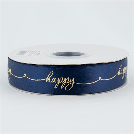 Traka saten Happy 25mm/41,1m plava
