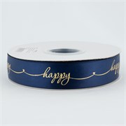 Traka saten Happy 25mm/30m plava
