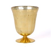 Staklo vaza na nogu h12cm d10cm zlatna