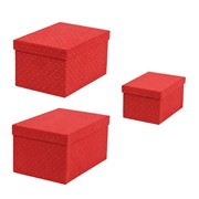 Poklon kutija četvrtasta x3 kom 34,5x24xh18,5cm crvena/točkice