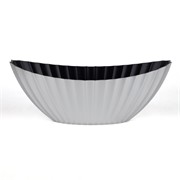Posuda plastika lađa rebrasta 36x14,5xh14cm srebrna