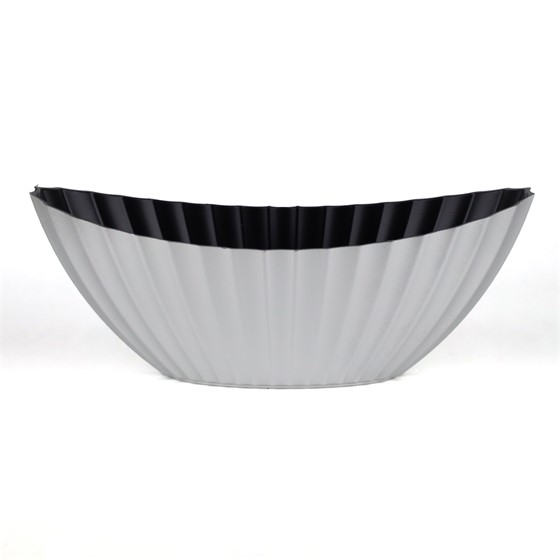 Posuda plastika lađa rebrasta 36x14,5xh14cm srebrna