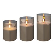 LED svijeća u staklenoj čaši x3kom d10cm smokey ww