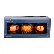 Staklene kuglice dekorirane 8cm x3kom cider narančasta/zlatna