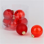 Staklene kuglice 8cm/8kom - crvena transparent S/M