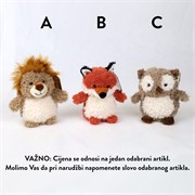 Lav/sova/lisica plišanac 20cm 3ass smeđa/bež/siva