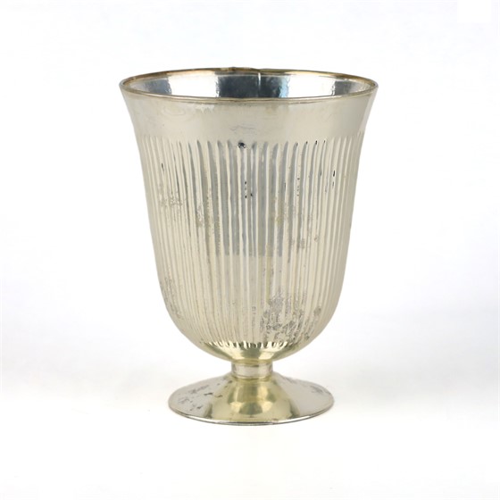 Staklo vaza na nogu h22cm d17cm šampanj