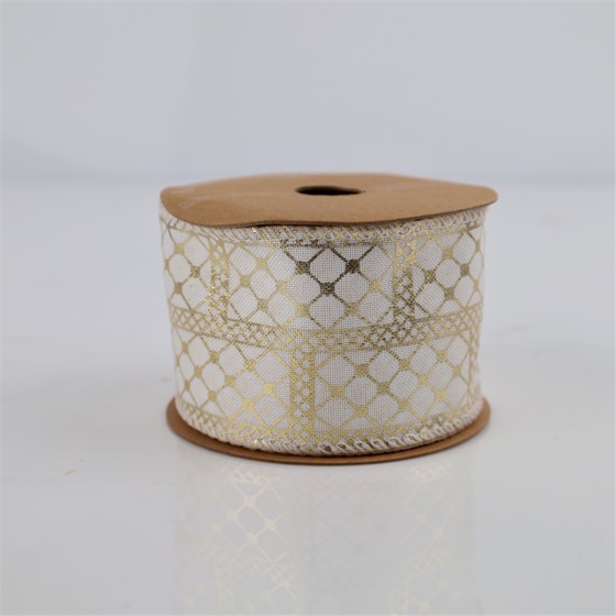 Traka Helsinki 63mm/10m bijela/zlatna