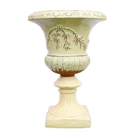 Keramička posuda na nogu glazirana h60 d42cm bijela