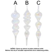 Stakleni ukras finial h26cm d6cm 3ass iris/transparent