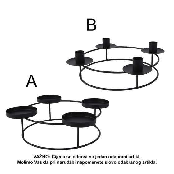 Svijećnjak/umetak za vijenac d30cm h8cm 2ass crna
