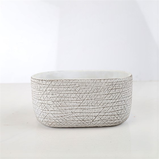 Cement posuda oval 22x12xh11cm bijela