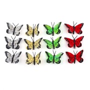 Leptiri 7xh4cm x12kom bijela/krem/zelena/crvena