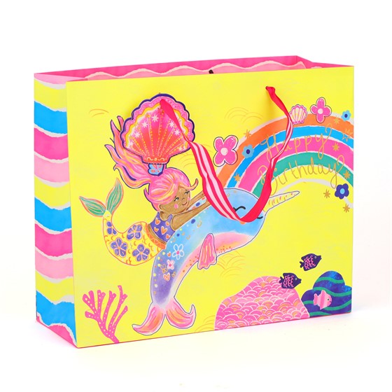 Vrećica 31x12cm h26 rođendanska dječja sirena neon mix boja