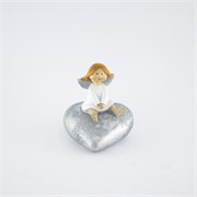 Anđelica na srcu h11 d9,5cm glitter - bijela/srebrna