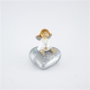 Anđelica na srcu h11 d9,5cm glitter - bijela/srebrna