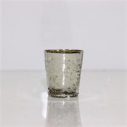 Staklo vaza/svijećnjak h9 d7,5cm srebrna