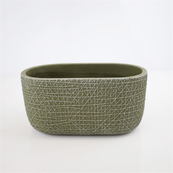 Cement posuda oval 22x12xh11cm maslinasta