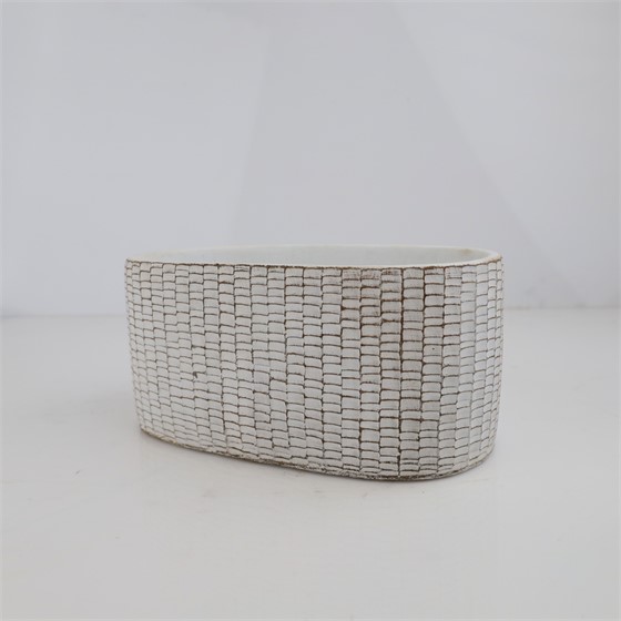 Cement posuda oval 23x13xh11cm bijela