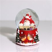 Snježna kugla djed božićnjak ptičice9,5x10,5xh14cm